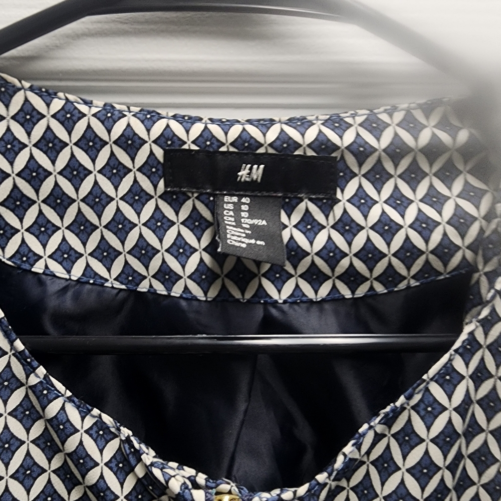 H&M Blue Bomber Jacket with Ornate Design - Picture 3 of 4